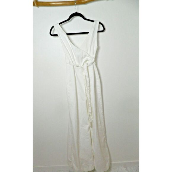 Chino By Anthropologie Jumpsuit Women’s Size 0 White Wide Leg Waist Tie - Picture 4 of 9
